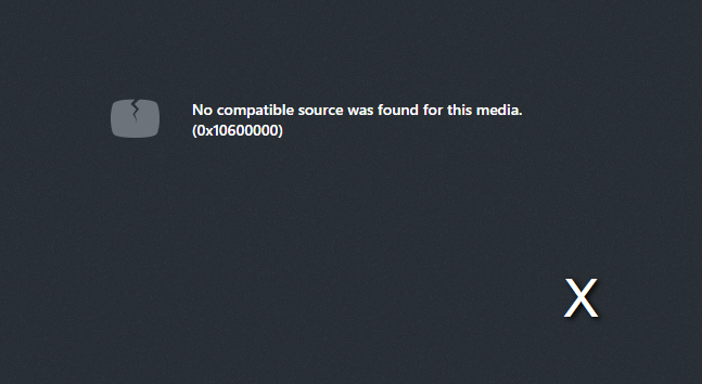 Edge エラー「No compatible source was found for this media